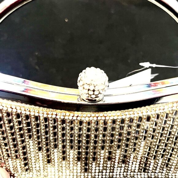 Silver Rhinestone Convertible Crossbody Clutch Purse Evening Bag D'Margeaux NWT - Picture 6 of 15